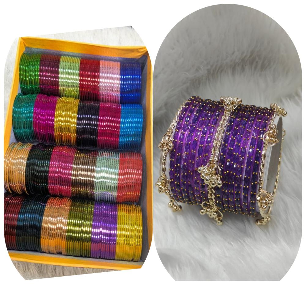 Pooja Bangles Stylish Austrian Stone Mix Color Bangles Set