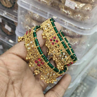 Pooja Bangles Glamorous Pota Stone And Pearl Bangles Set