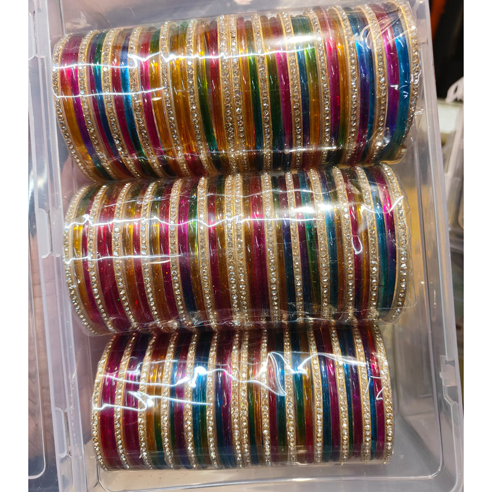 Pooja Bangles Glamorous Austrian Stone Mix Color Bangles Set