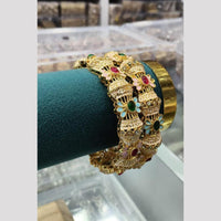 Pooja Bangles Classic Pota Stone And Meenakari Bangles Set
