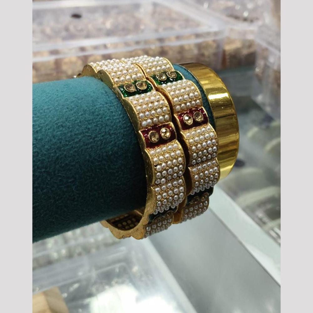 Pooja Bangles Classic Austrian Stone And Pearl Meenakari Bangles Set