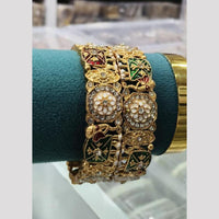 Pooja Bangles Classic Austrian Stone And Pearl Meenakari Bangles Set