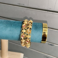 Pooja Bangles Heritage Pota Stone Bangles Set