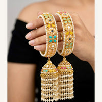 Pooja Bangles Heritage Pota Stone And Pearl Bangles Set