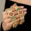 Pooja Bangles Heritage Meenakari Pota Stone And Pearl Openable Bangles Set