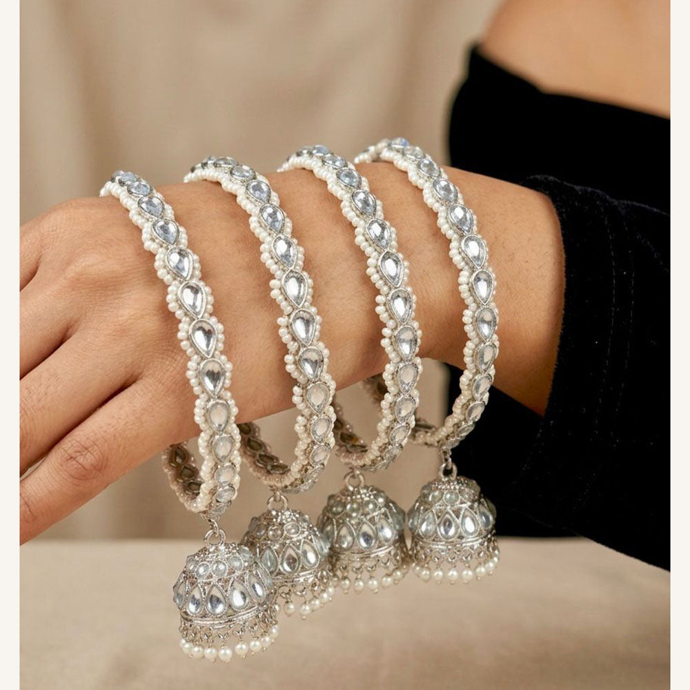 Pooja Bangles Heritage Kundan Stone And Pearl Bangles Set