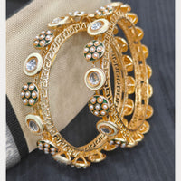 Pooja Bangles Elegant Kundan Stone And Pearl Meenakari Designer Bangles Set