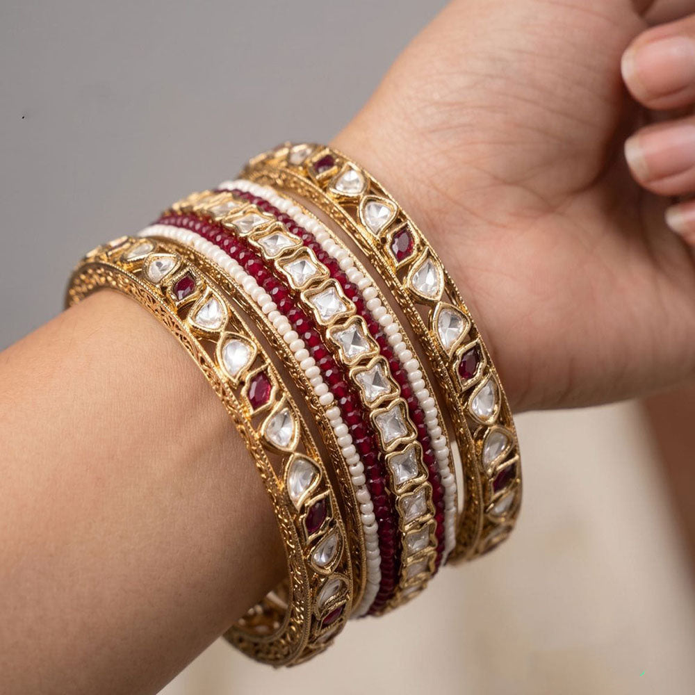 Pooja Bangles Elegant Polki Kundan And Pearl Designer Bangles Set