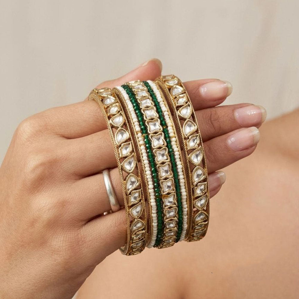 Pooja Bangles Elegant Polki Kundan And Pearl Designer Bangles Set