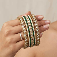 Pooja Bangles Elegant Polki Kundan And Pearl Designer Bangles Set