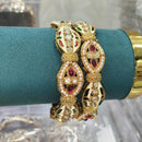 Pooja Bangles Traditional Pota Stone And Pearl Meenakari Bangles Set