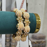 Pooja Bangles Traditional Pota Stone And Pearl Meenakari Bangles Set