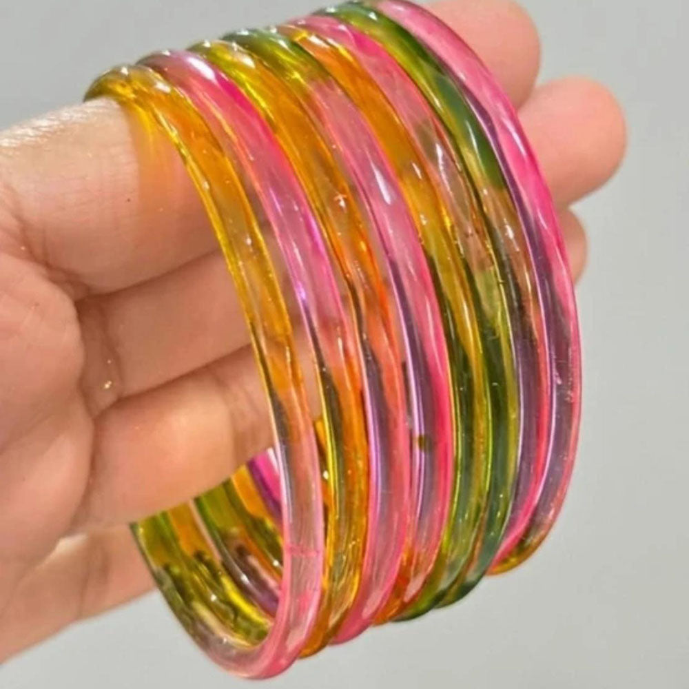Pooja Bangles Glossy Transparent Jelly Bangles Set