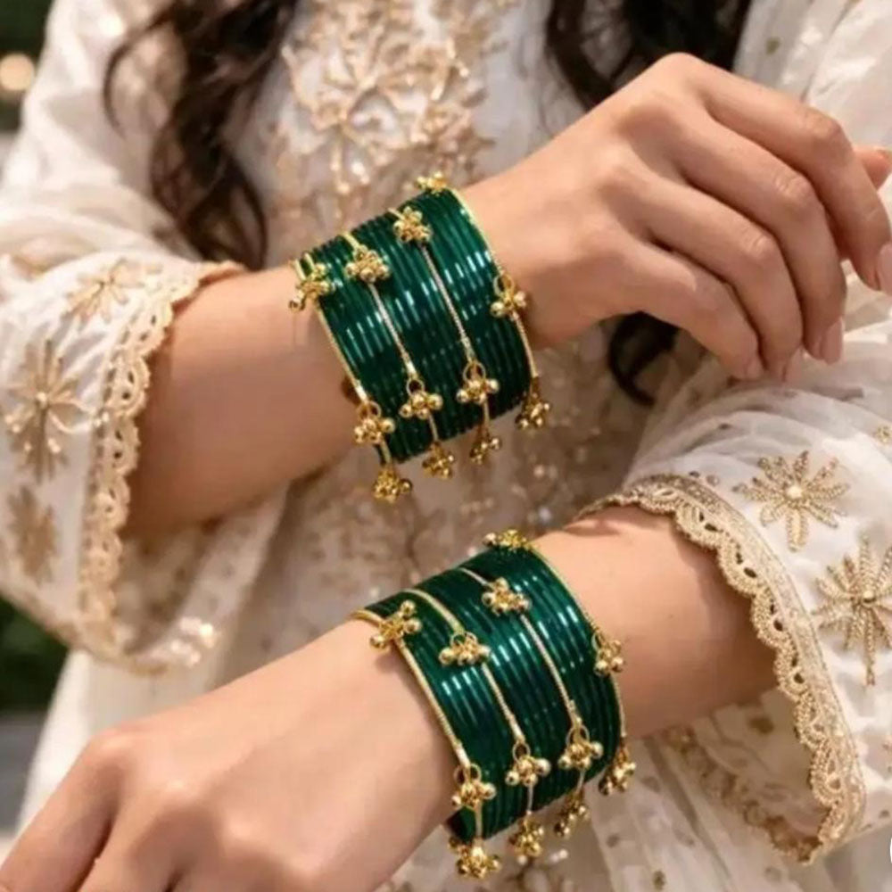 Pooja Bangles Classic Kashmiri Ghungroo Glass Bangles Set