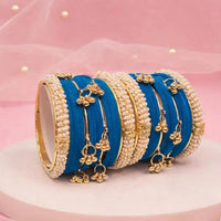 Pooja Bangles Classic Kashmiri Ghungroo And Pearl Velvet Bangles Set