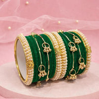 Pooja Bangles Classic Kashmiri Ghungroo And Pearl Velvet Bangles Set