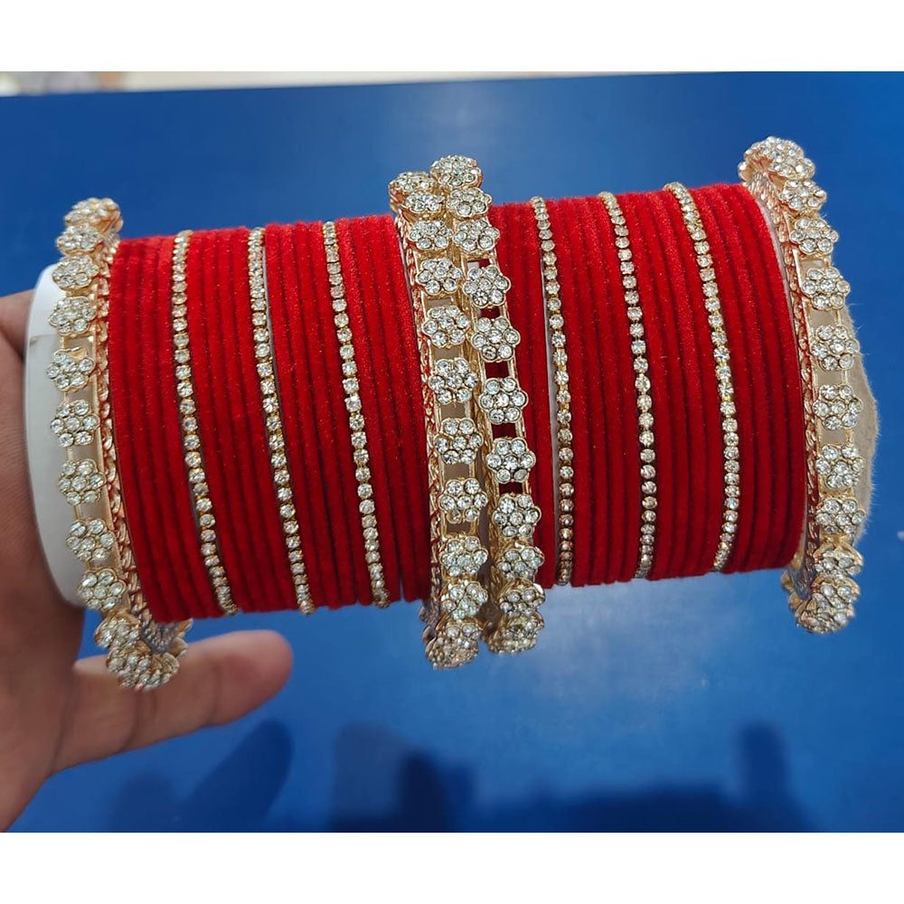 Pooja Bangles Austrian Stone Velvet Designer Bangles Set
