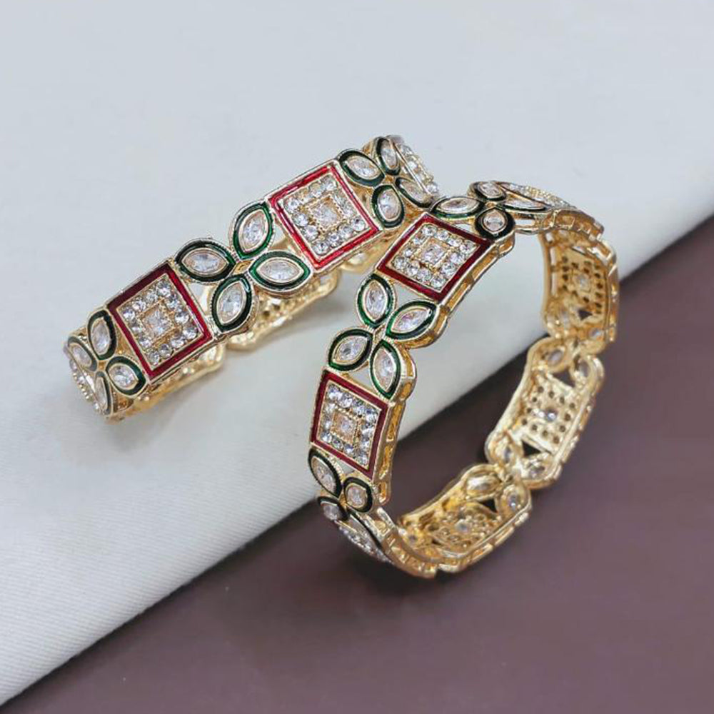 Pooja Bangles Elegant Crystal Stone And Meenakari Bangles Set