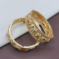 Pooja Bangles Luxury Pota Stone And Meenakari Openable Bangles Set