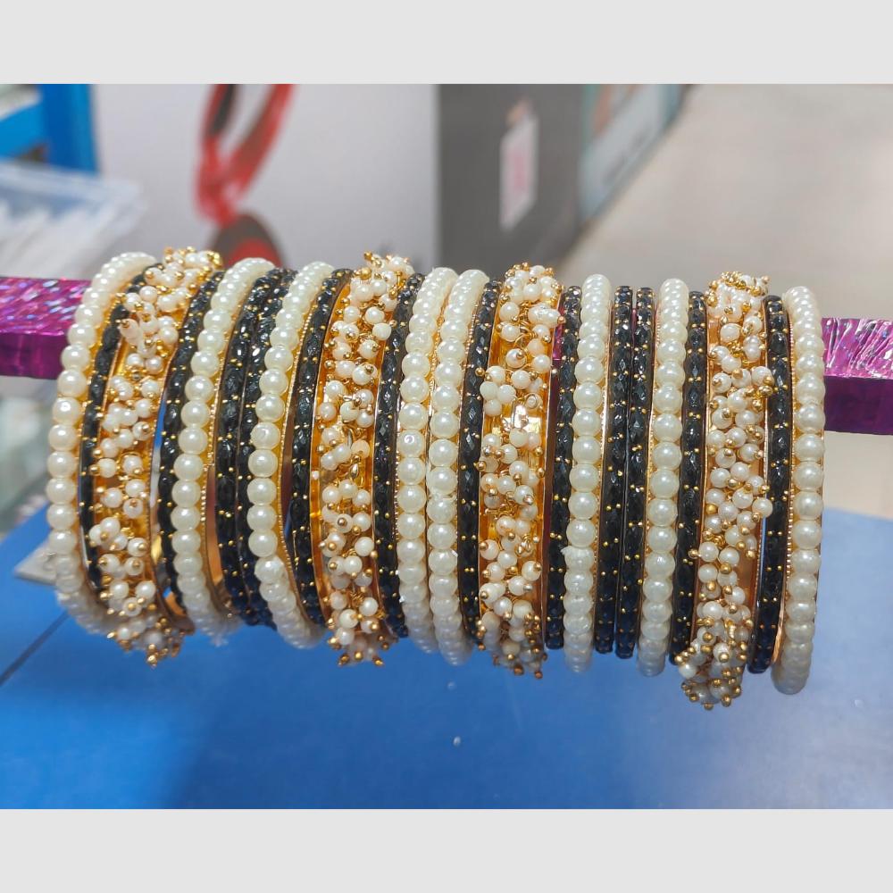 Pooja Bangles Sparkling Raindrop And Pearl Designer Bangles Set for Women