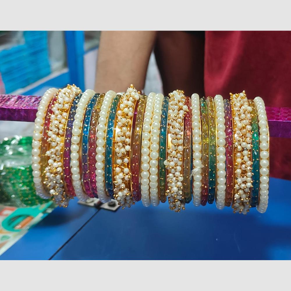 Pooja Bangles Sparkling Raindrop And Pearl Designer Bangles Set for Women