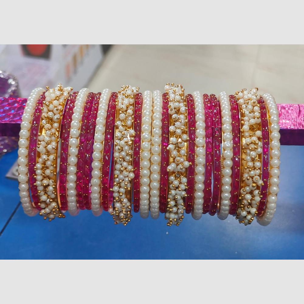 Pooja Bangles Sparkling Raindrop And Pearl Designer Bangles Set for Women