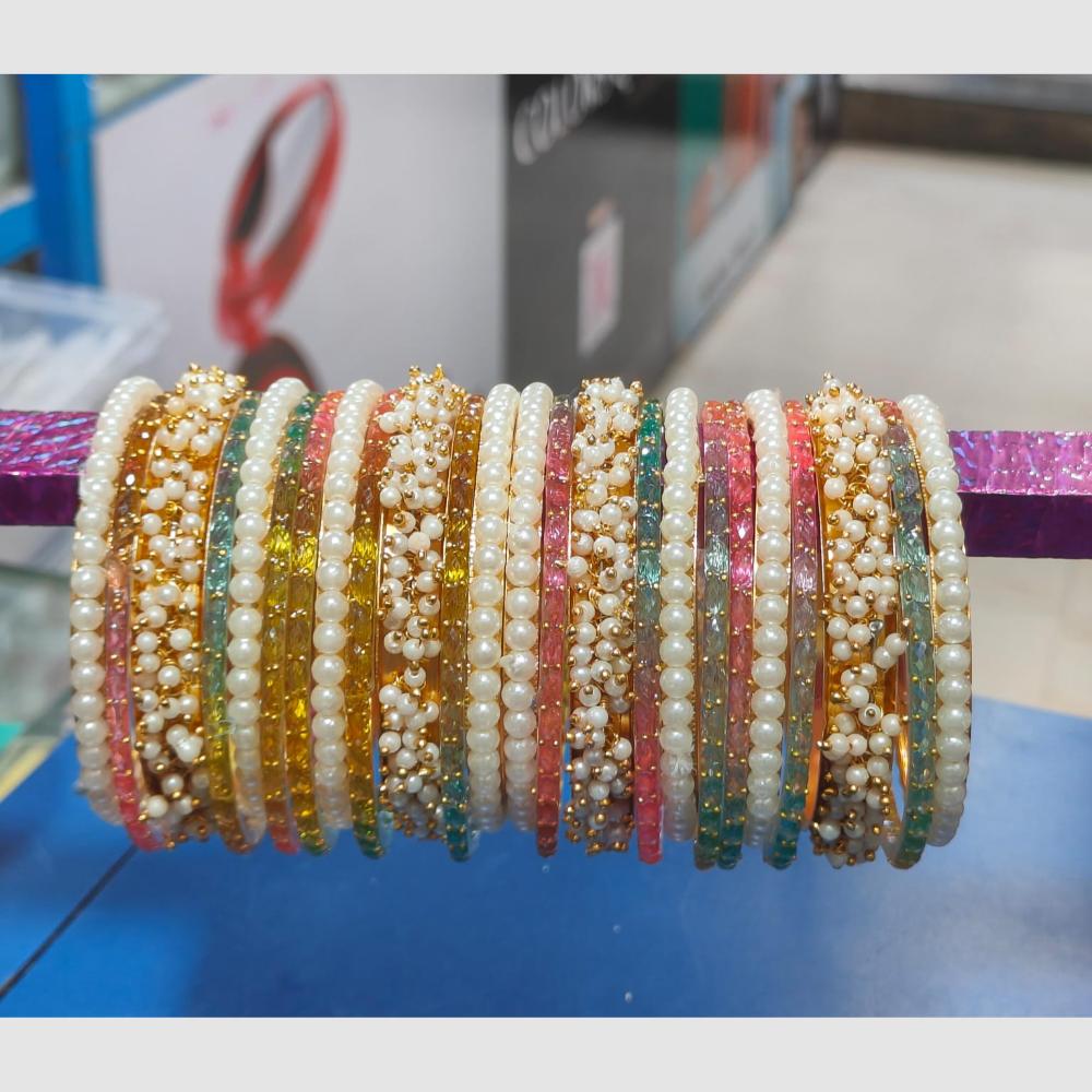 Pooja Bangles Sparkling Raindrop And Pearl Designer Bangles Set for Women