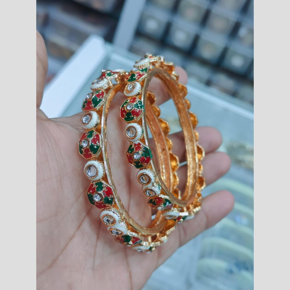 Pooja Bangles Designer Kundan Stone And Meenakari Bangles Set