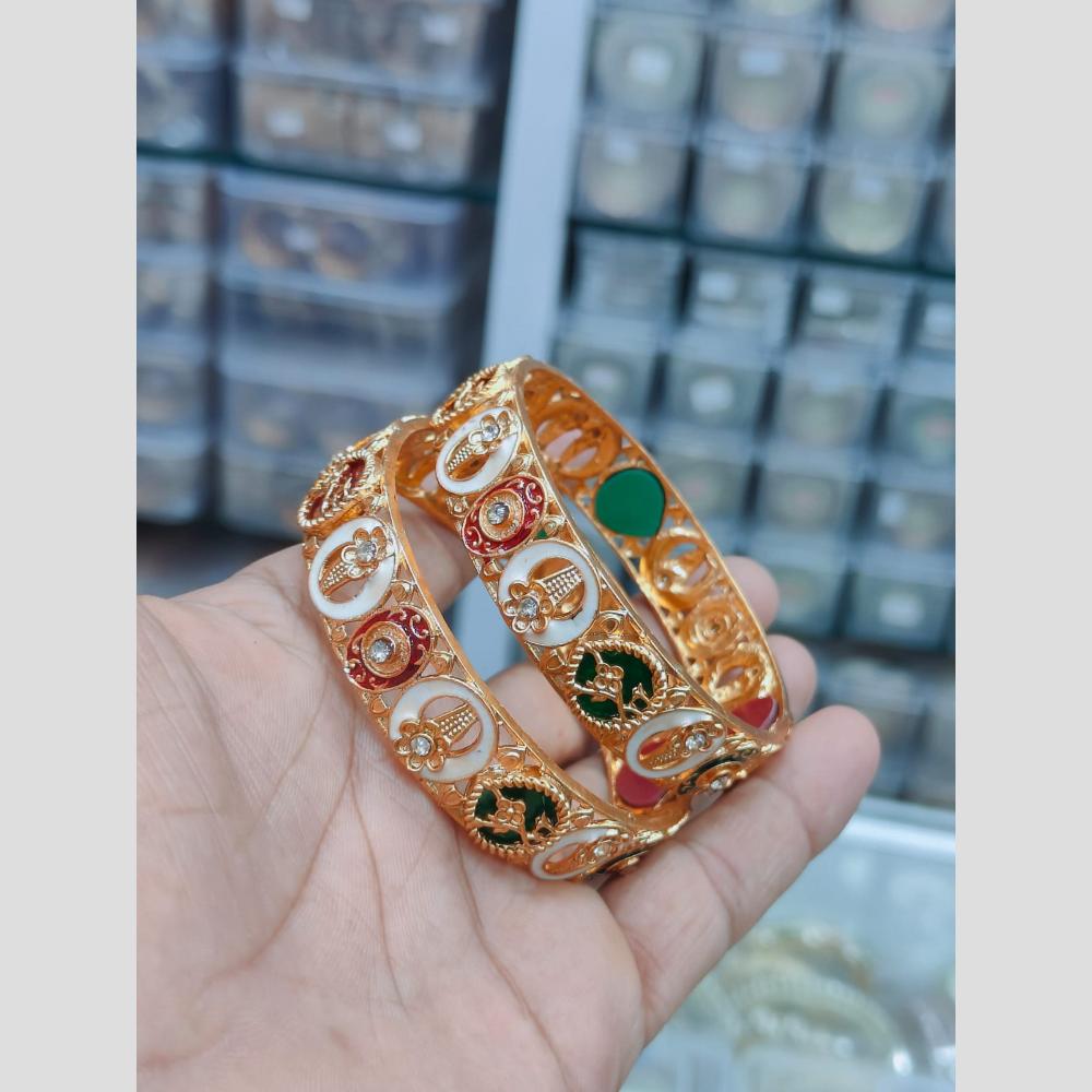 Pooja Bangles Elegant Meenakari And Austrian Stone Bangles Set 
