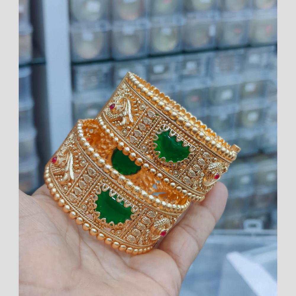 Pooja Bangles Traditional Pota Stone Openable Bangles Set for Women 