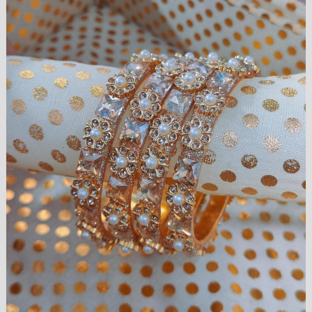 Pooja Bangles Crystal Stone And Pearl Designer Bangles Set