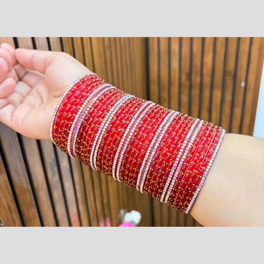 Pooja Bangles Luxury Austrian Stone Glass Wedding Wear Bangles Set
