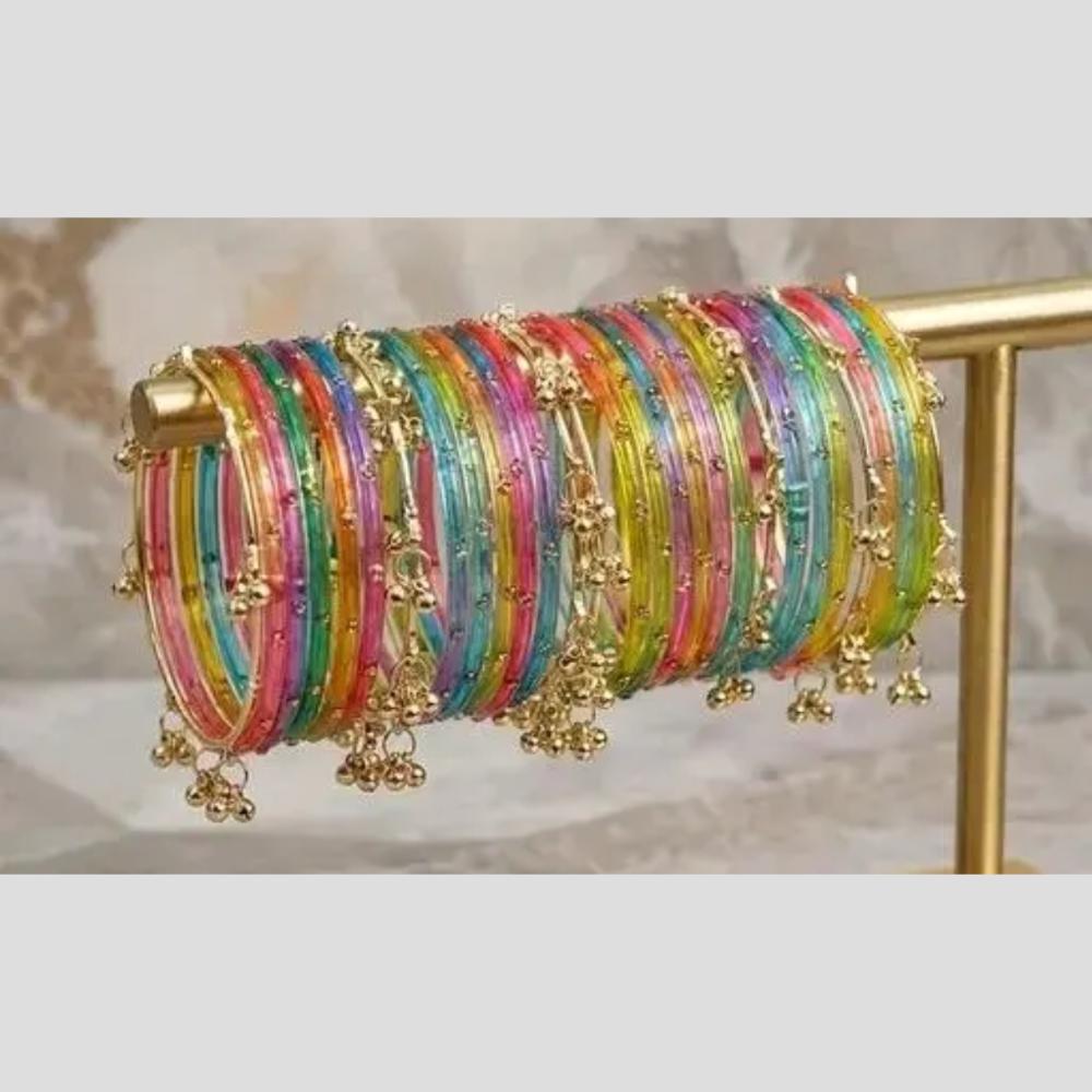 Pooja Bangles Austrian Stone And Pearl Kashmiri Glass Designer Bangles Set