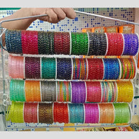Pooja Bangles Raindrop Multi Color Glass Bangles Set
