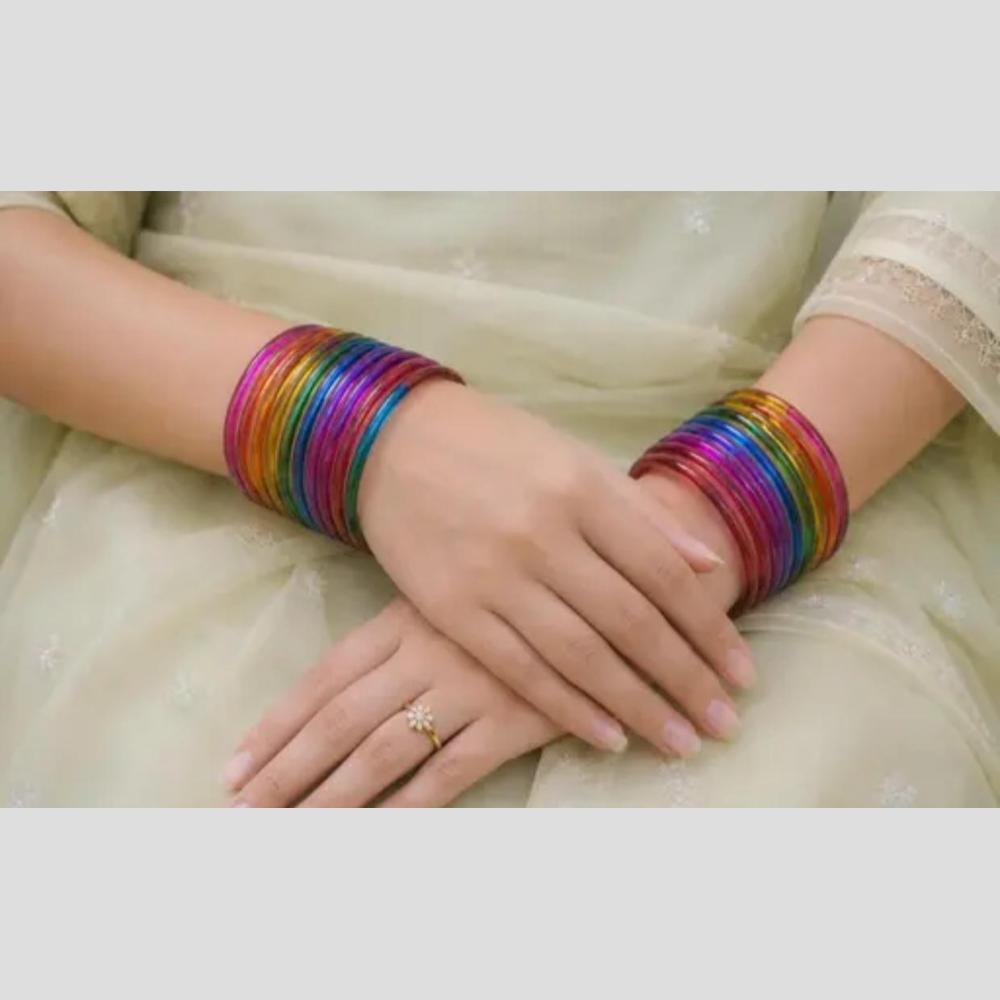Pooja Bangles Luxury Plain Glass Pearl Wedding Wear Bangles Set