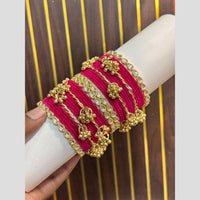 Pooja Bangles Kundan Stone Pearl Kashmiri Glass Designer Bangles Set