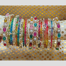 Pooja Bangles Pota Stone And Pearl Kashmiri Glass Designer Bangles Set