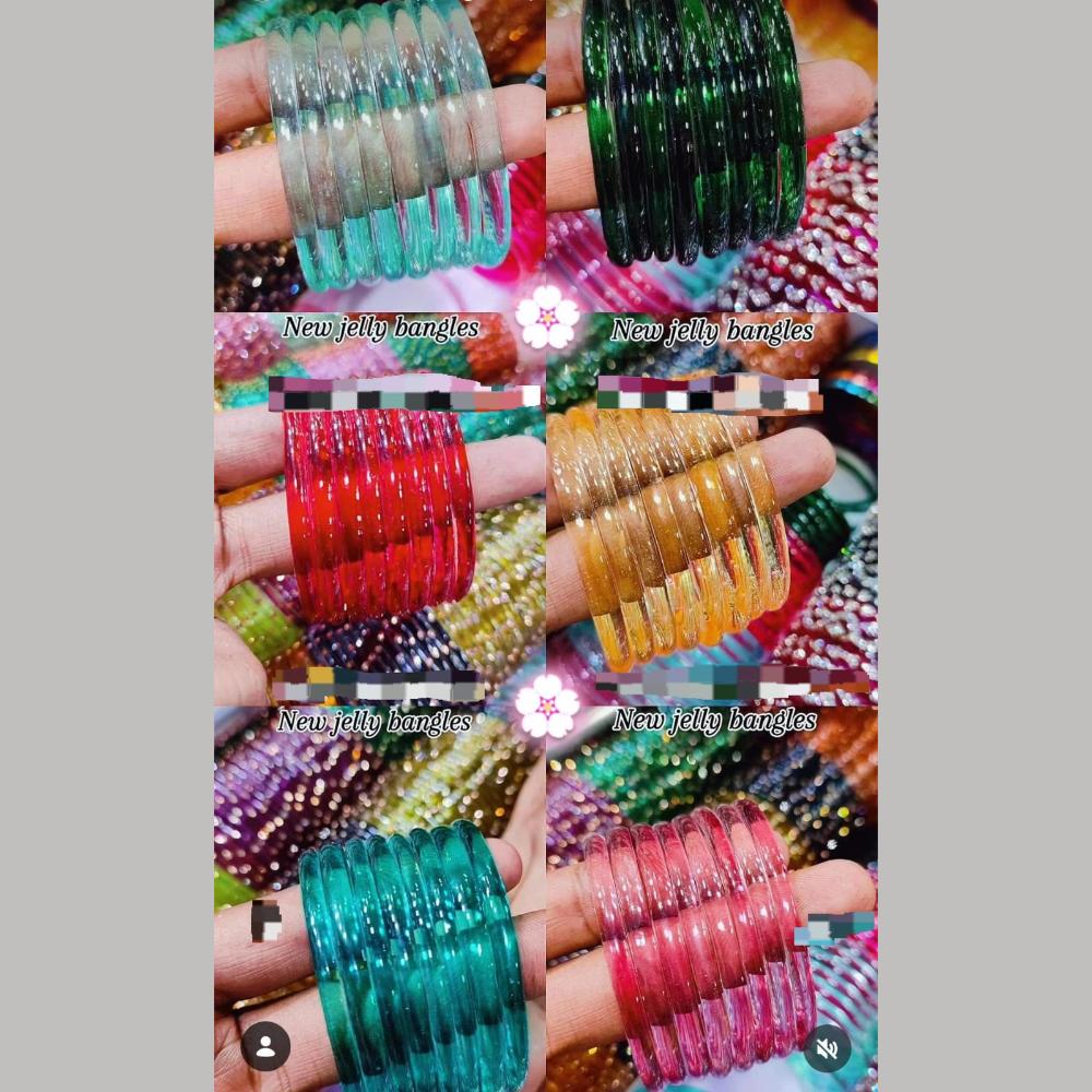 Pooja Bangles Glossy Transparent Jelly Bangles Set