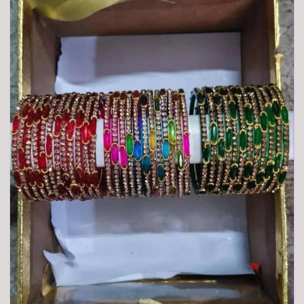 Pooja Bangles Austrian Stone Glass Fancy Bangles Set
