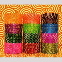 Pooja Bangles Austrian Stone Glass Fancy Bangles Set