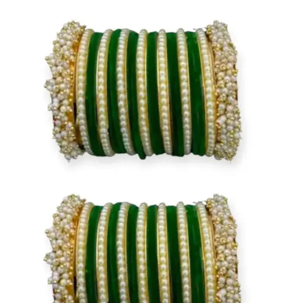 Pooja Bangles Premium Velvet Pearl Bangles Set For Women