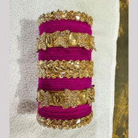 Pooja Bangles Premium Crystal Stone Velvet Bangles Set For Women