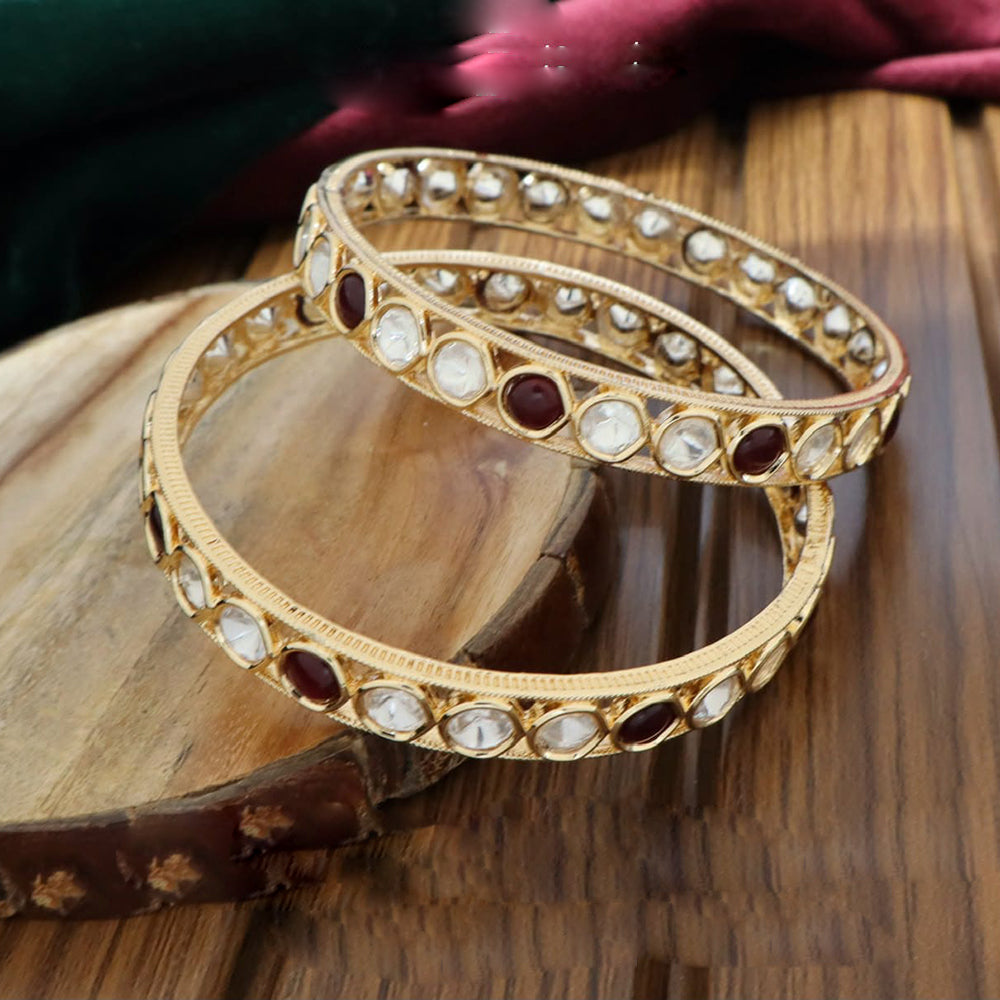 Pooja Bangles Elegant Polki Kundan Stone Designer Bangles Set