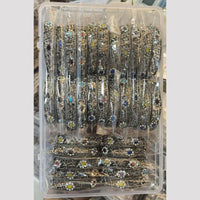 Pooja Bangles Vintage Oxidised Plated Pota Stone Bangles Set (1 Set Only)