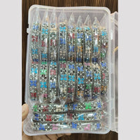 Pooja Bangles Vintage Oxidised Plated Pota Stone Bangles Set (1 Set Only)