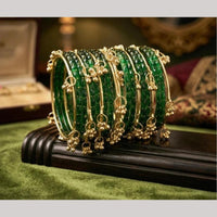 Pooja Bangles Raindrop Glass Fancy Kashmiri Bangles Set