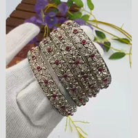 Pooja Bangles Vintage Oxidised Plated Pota Stone Bangles Set