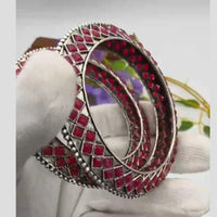 Pooja Bangles Vintage Oxidised Plated Pota Stone Bangles Set