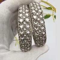 Pooja Bangles Vintage Oxidised Plated Pota Stone Bangles Set