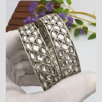 Pooja Bangles Vintage Oxidised Plated Kundan Stone Bangles Set